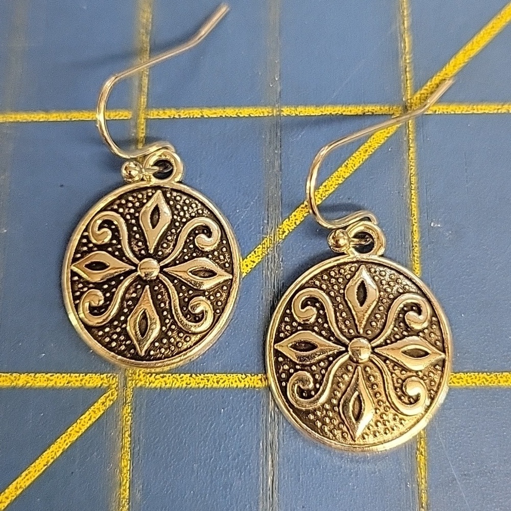Circle Silver Tone Earrings
